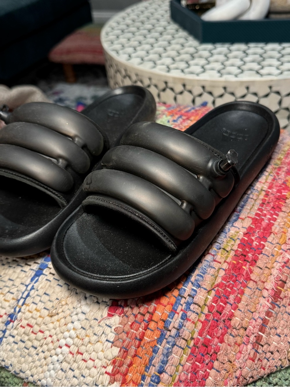 👓▪️adidas Black Padded Bubble Strap Slide Sandals ▪️🕶️ - Picture 3 of 4